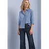 Cord Mix Bluse - Northern Blue