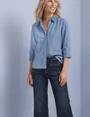 Street One Cord Mix Bluse - Northern Blue