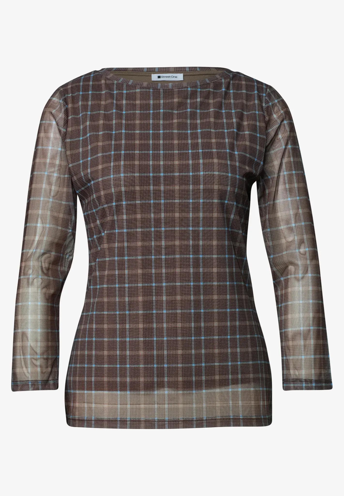 Street One Mesh Shirt met Print - Silk Brown