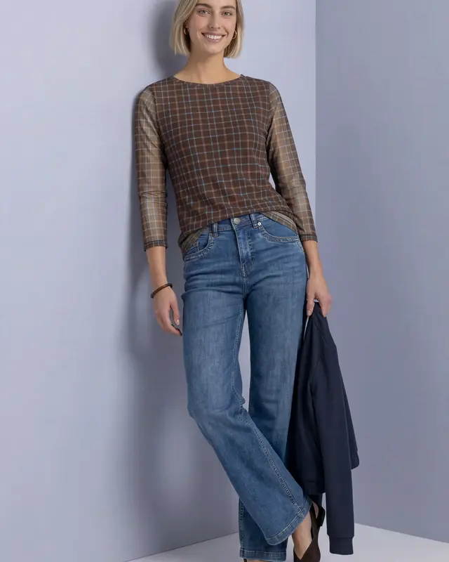 Street One Mesh Shirt met Print - Silk Brown