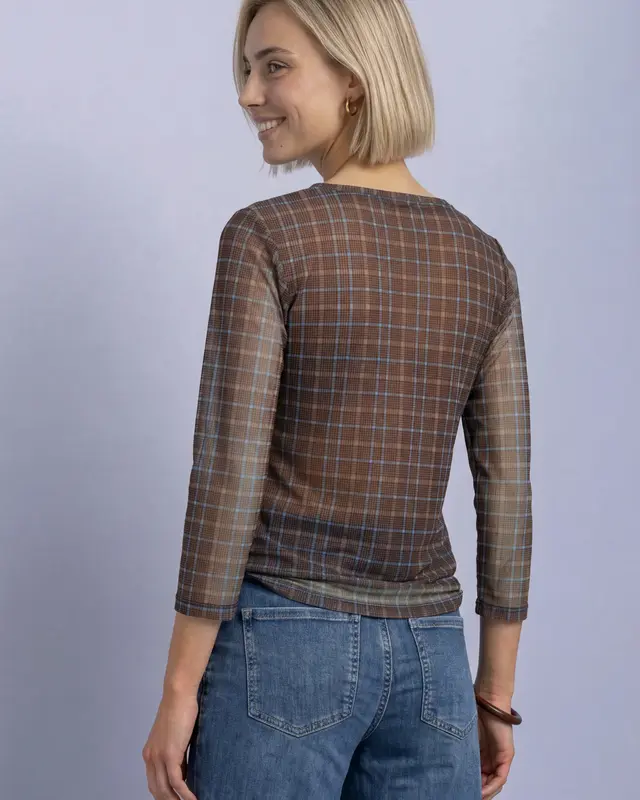 Street One Mesh Shirt met Print - Silk Brown