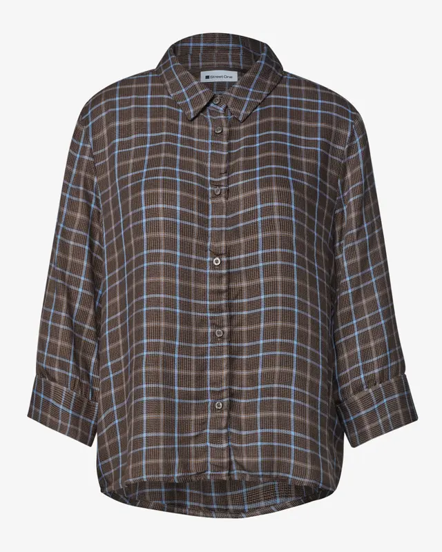 Street One 3/4-Arm Bluse mit Print - Silk Brown