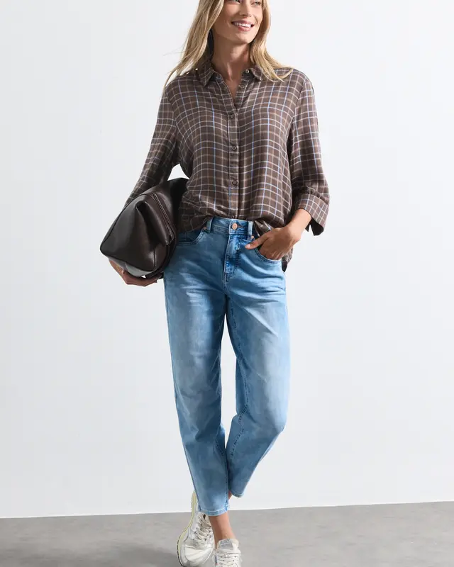 Street One 3/4-Sleeve Blouse with Print - Silk Brown