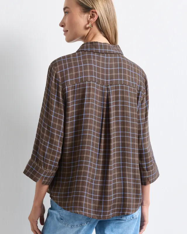 Street One 3/4-Mouw Blouse met Print - Silk Brown