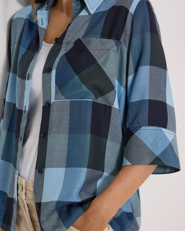Cecil Ruit Overhemd Korte Mouwen - Urban Dark Blue