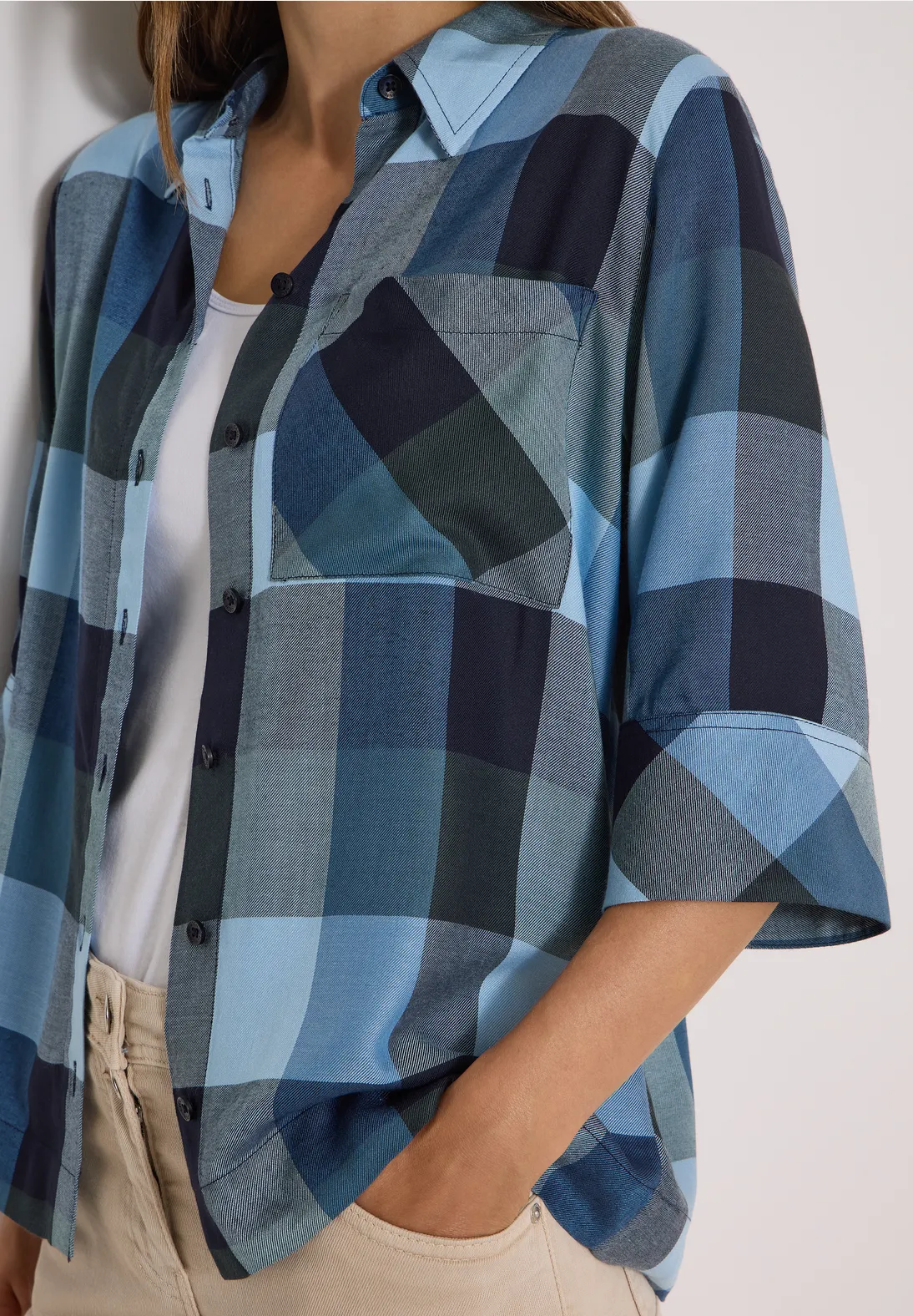 Cecil Ruit Overhemd Korte Mouwen - Urban Dark Blue
