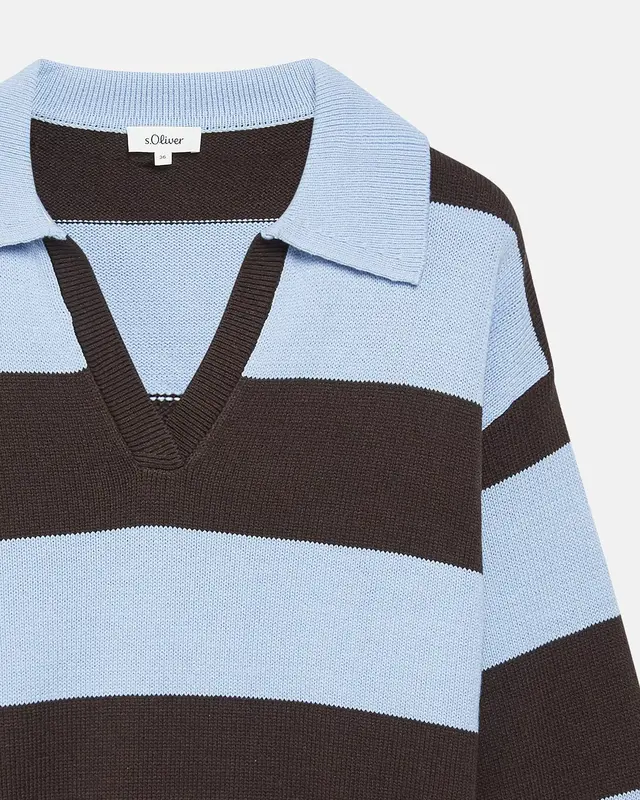 S. Oliver Strick Pullover mit Polokragen - Light Blue