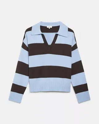 S. Oliver Strick Pullover mit Polokragen - Light Blue