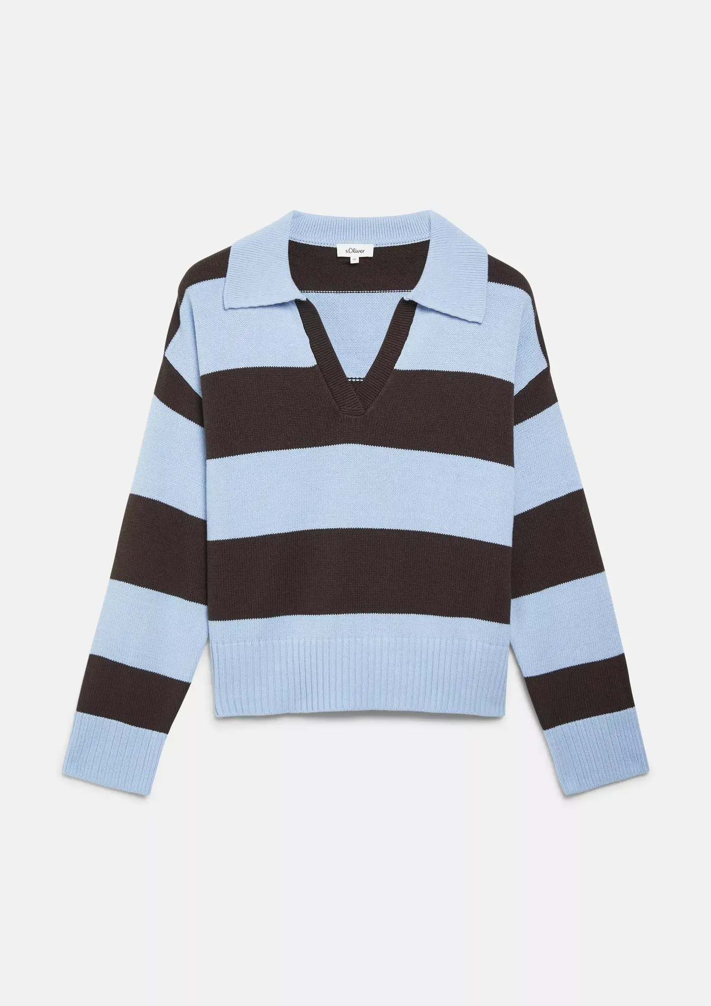 S. Oliver Gebreide Trui met Polokraag - Light Blue