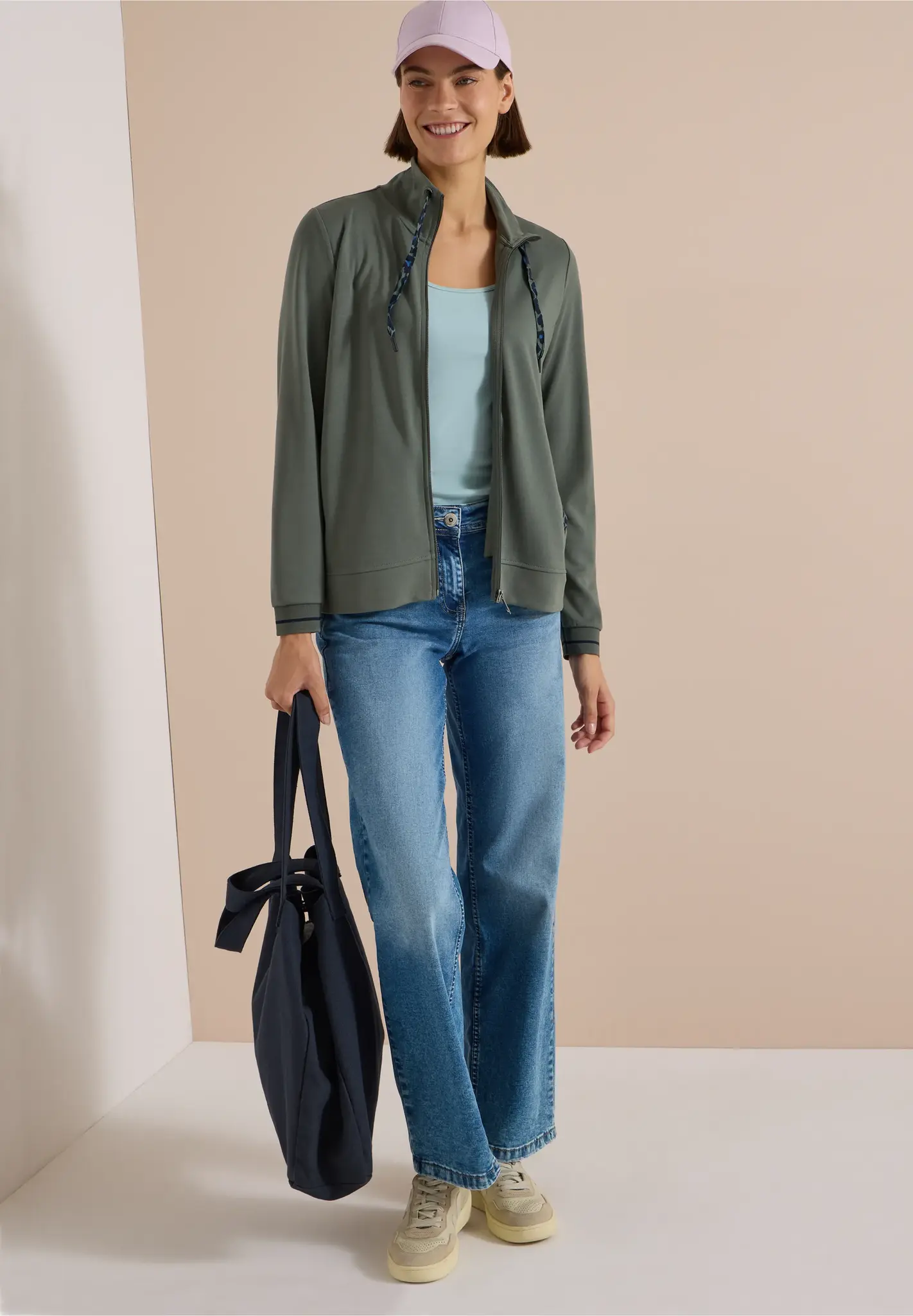 Cecil Cardigan mit Zipper - Dried Olive Green