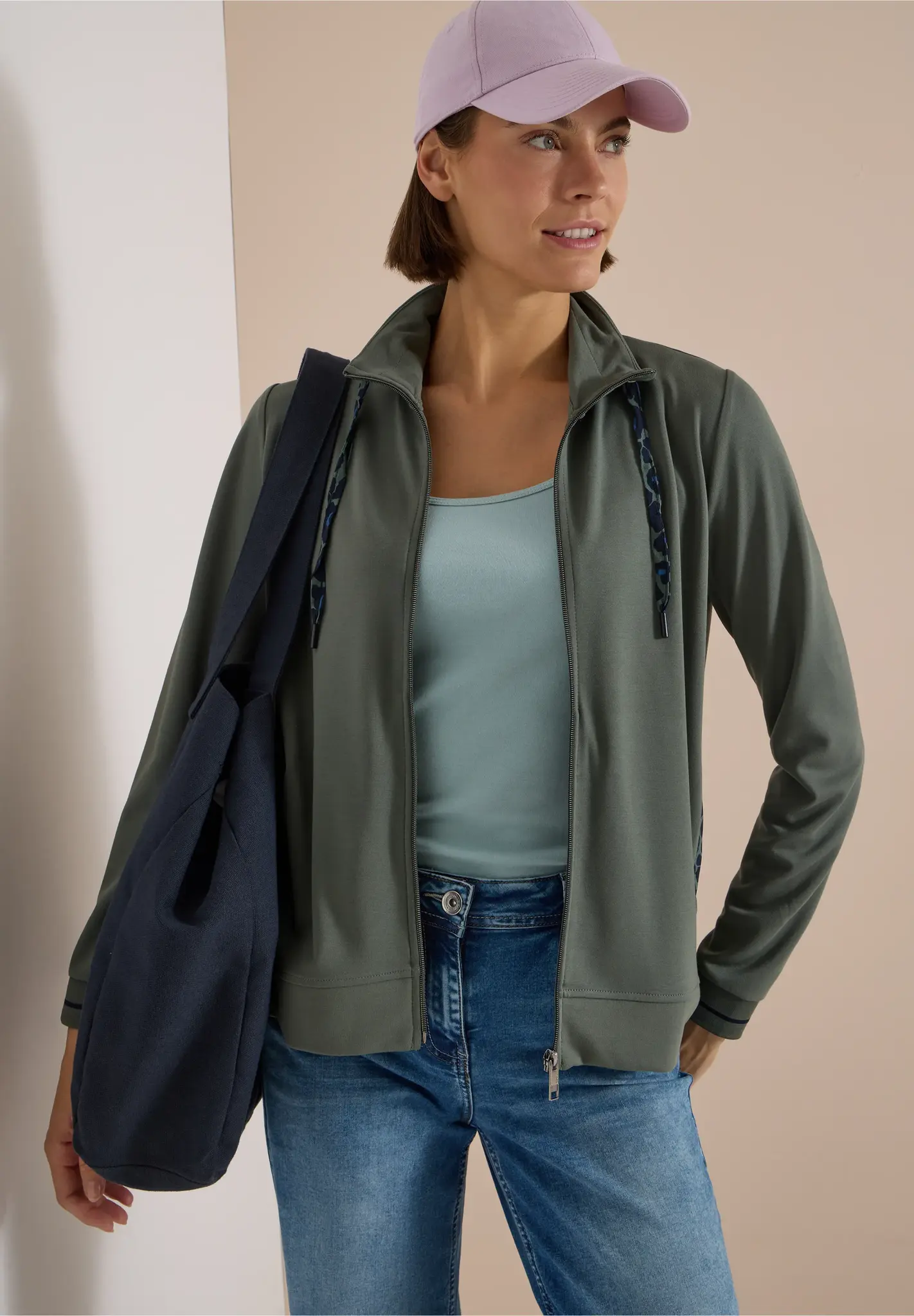 Cecil Cardigan mit Zipper - Dried Olive Green