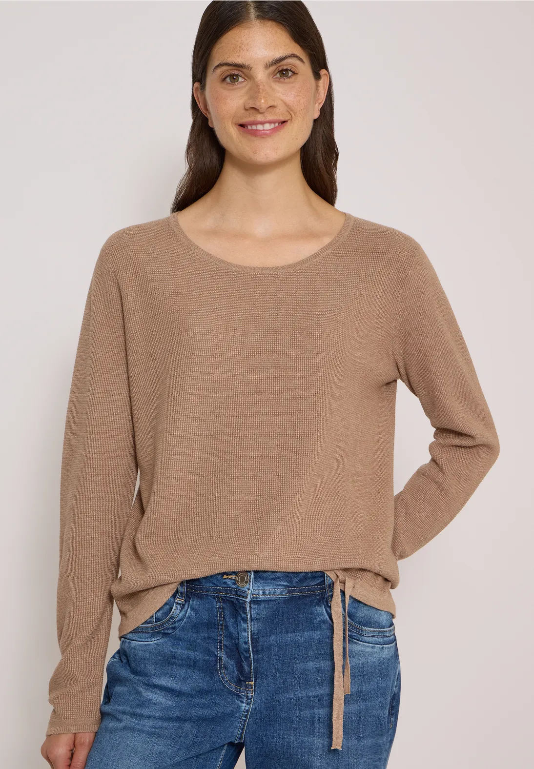 Cecil Struktur Pullover - Creamy Mocha Melange