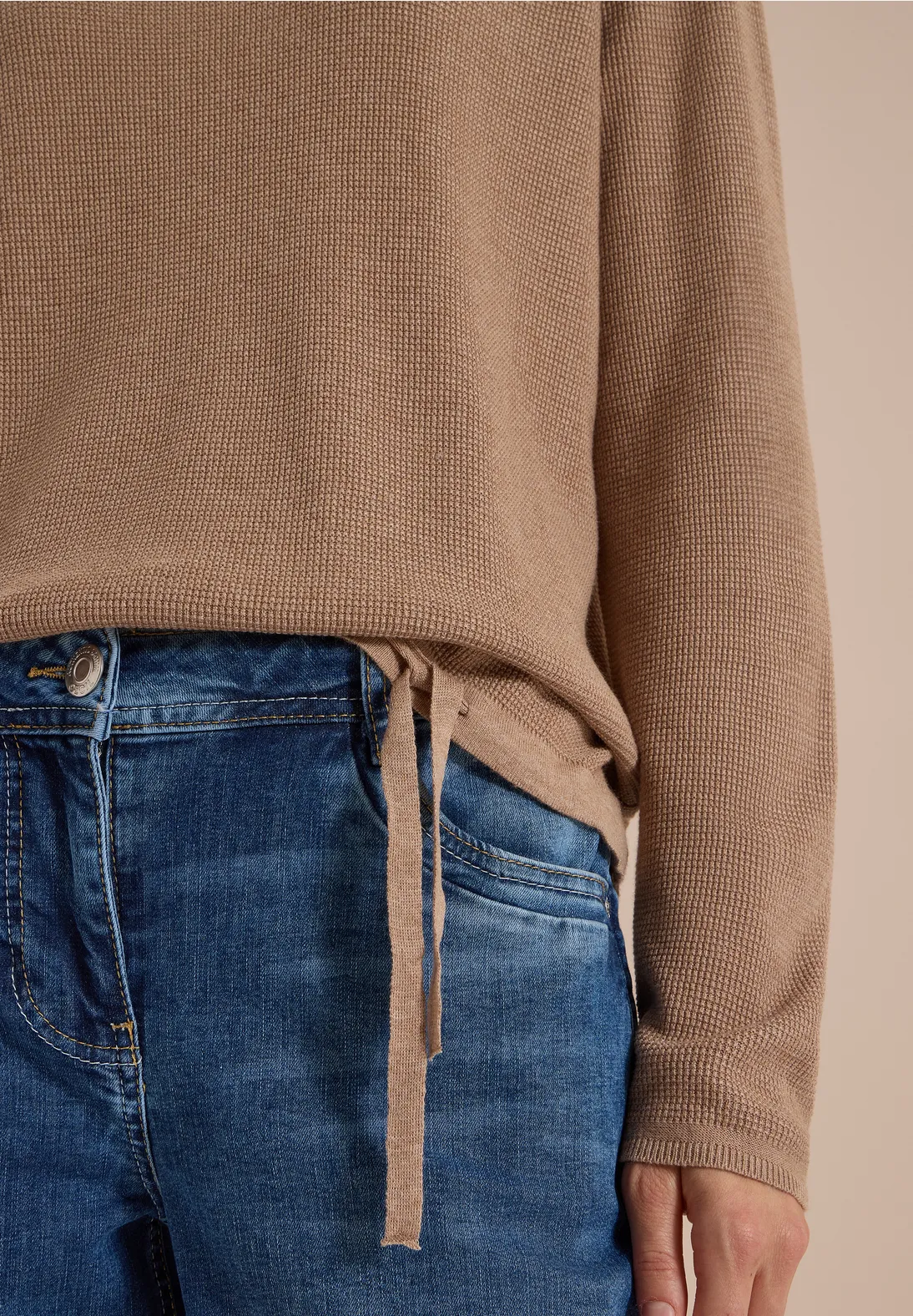 Cecil Struktur Pullover - Creamy Mocha Melange