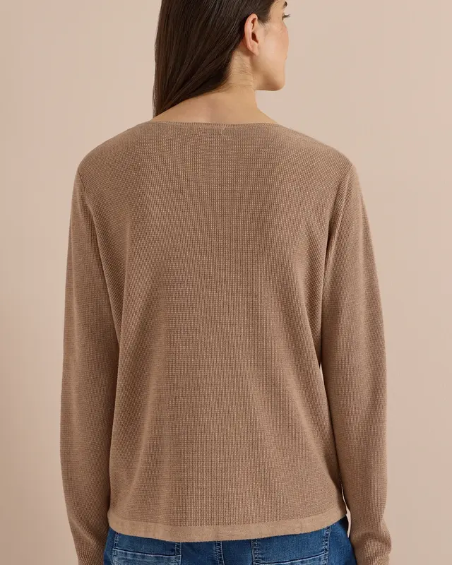 Cecil Struktur Pullover - Creamy Mocha Melange