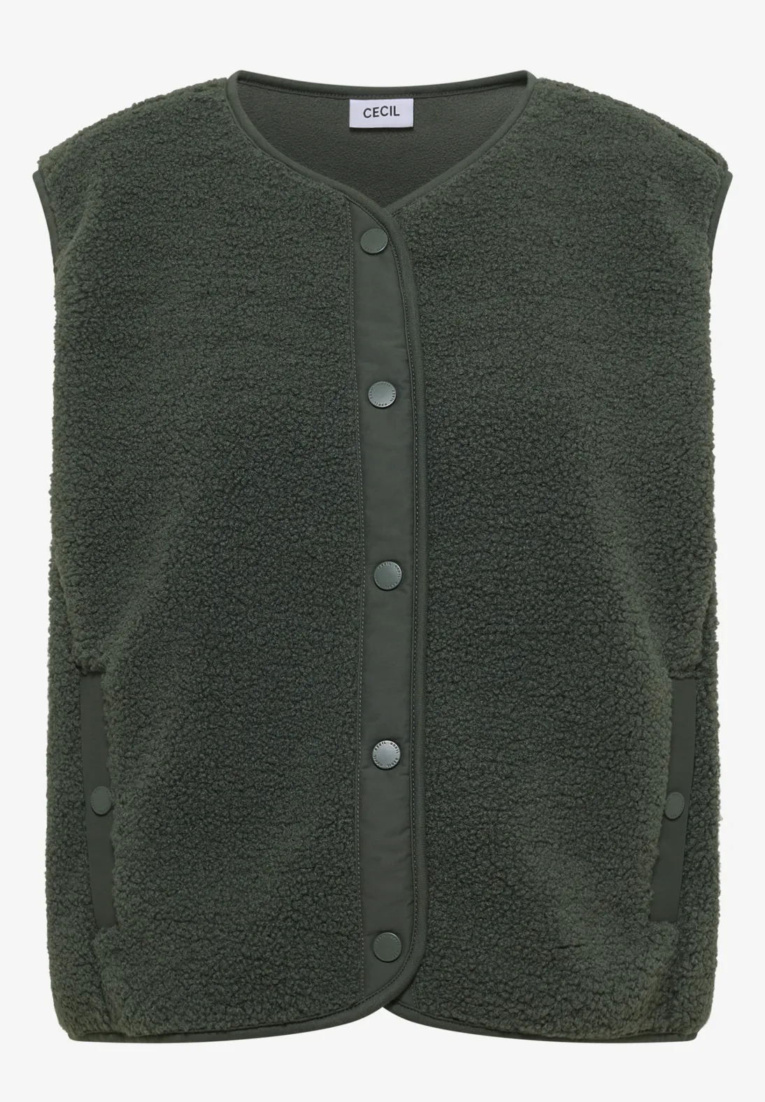 Cecil Teddy Jacket Softshell Detail - Dried Olive Green
