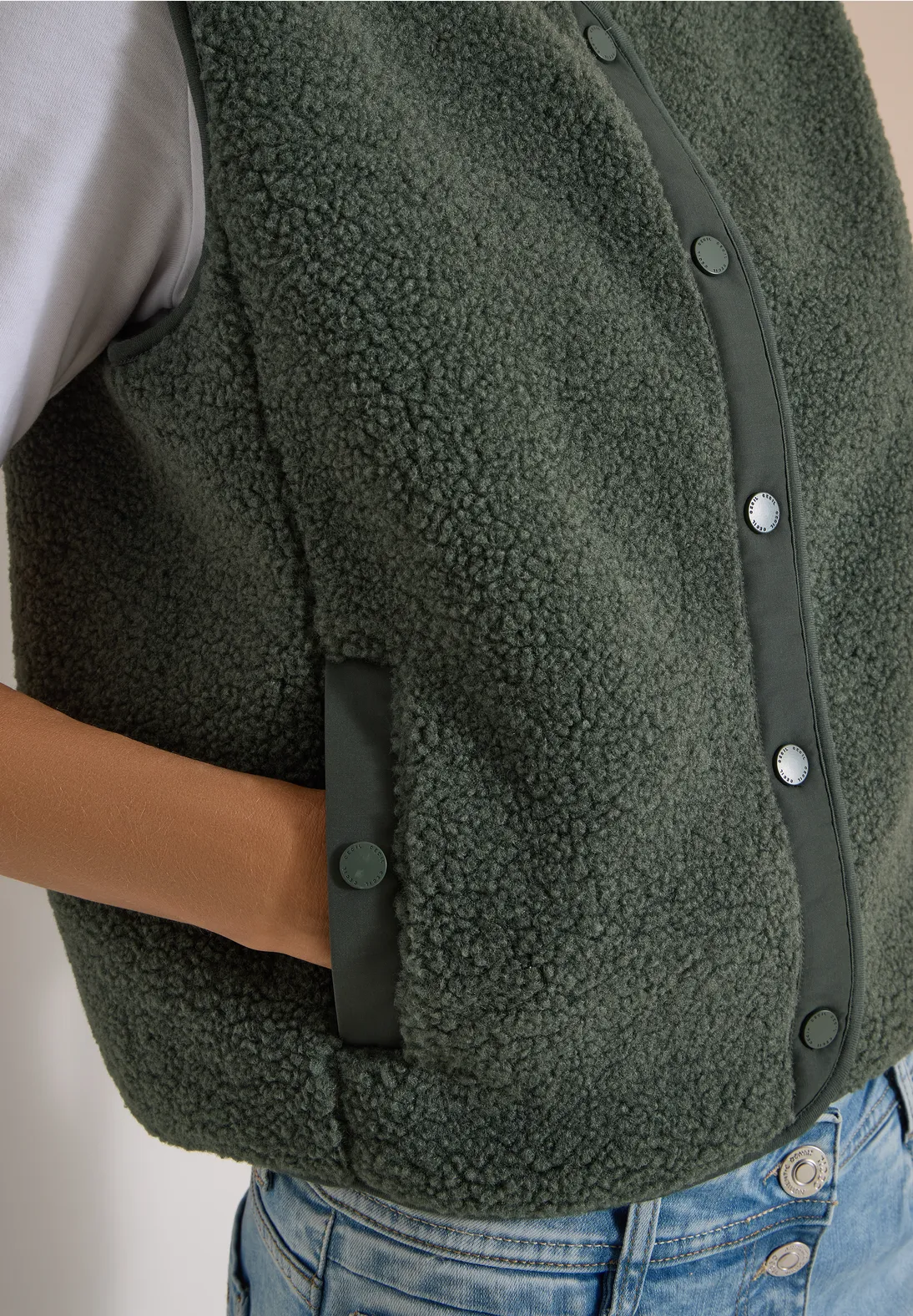 Cecil Teddy Jacke mit Softshell Detail - Dried Olive Green