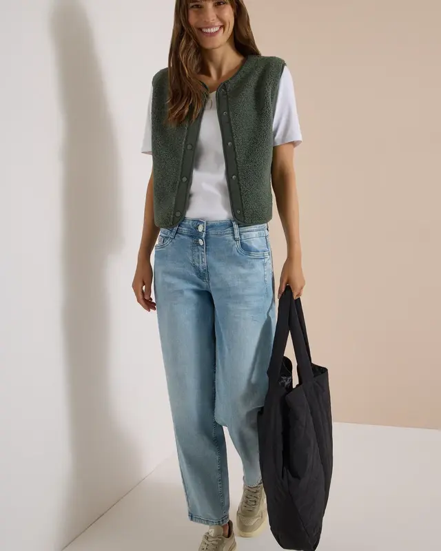 Cecil Teddy Jacket Softshell Detail - Dried Olive Green