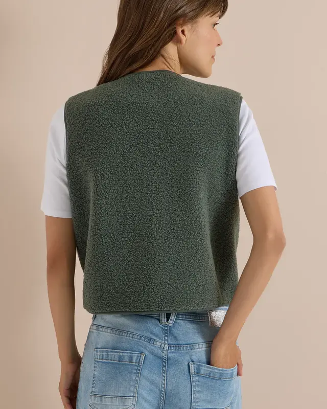 Cecil Teddy Jacket Softshell Detail - Dried Olive Green
