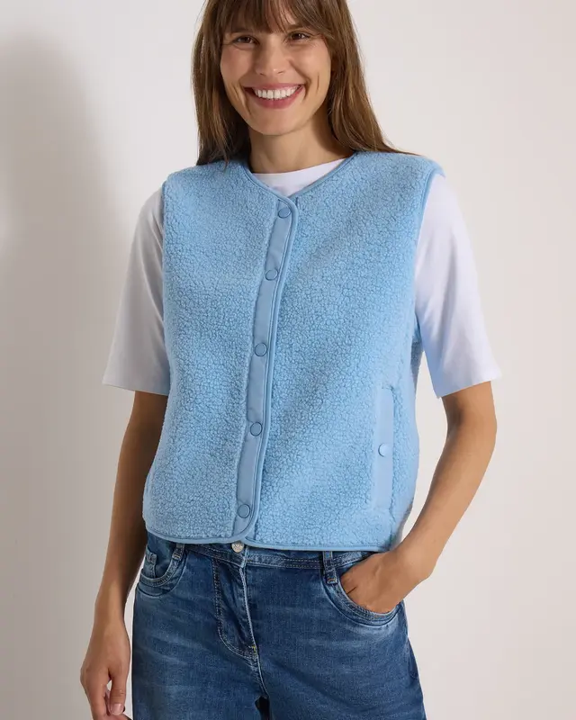Cecil Teddy Jacket Softshell Detail - Easy Blue