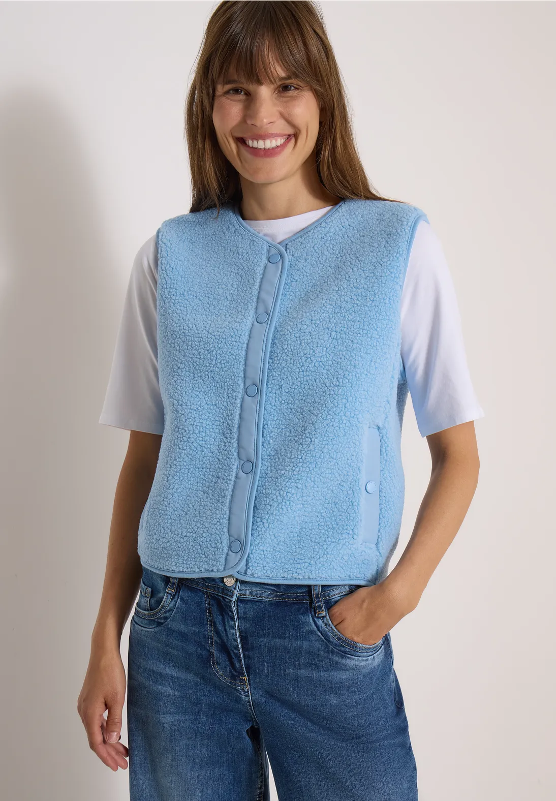 Cecil Teddy Jacket Softshell Detail - Easy Blue