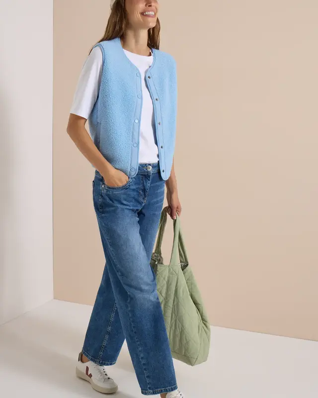 Cecil Teddy Jacket Softshell Detail - Easy Blue