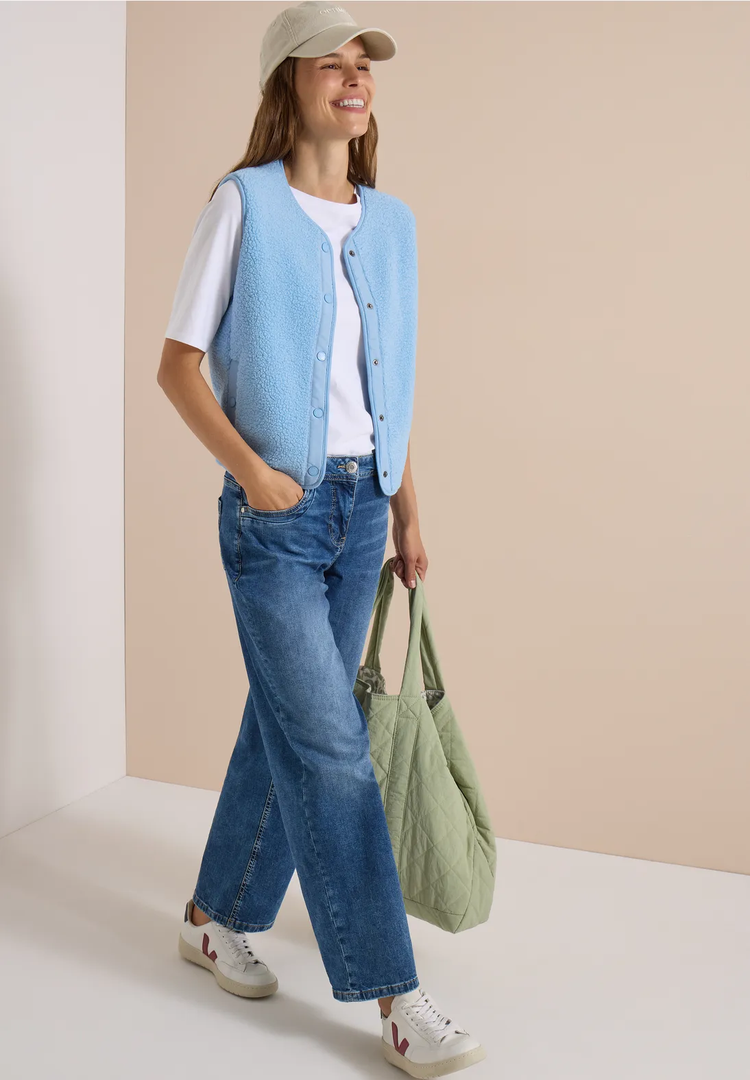 Cecil Teddy Jacket Softshell Detail - Easy Blue