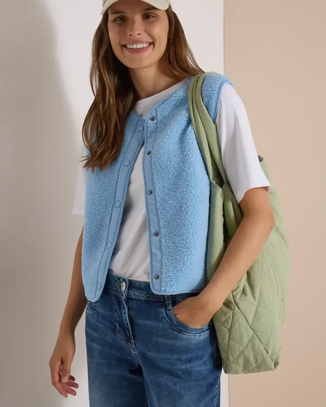 Cecil Teddy Jacket Softshell Detail - Easy Blue