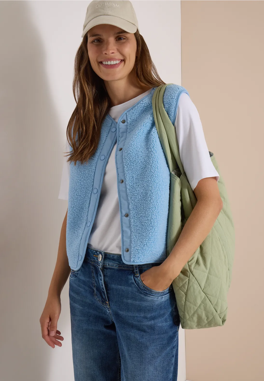 Cecil Teddy Jacket Softshell Detail - Easy Blue