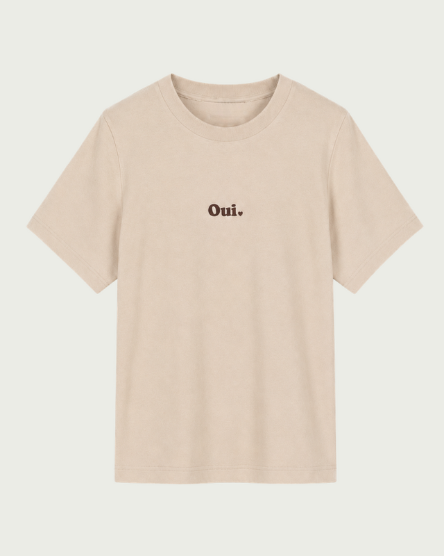 Elvira Collections T-Shirt Oui - Off White - Dark Coffee