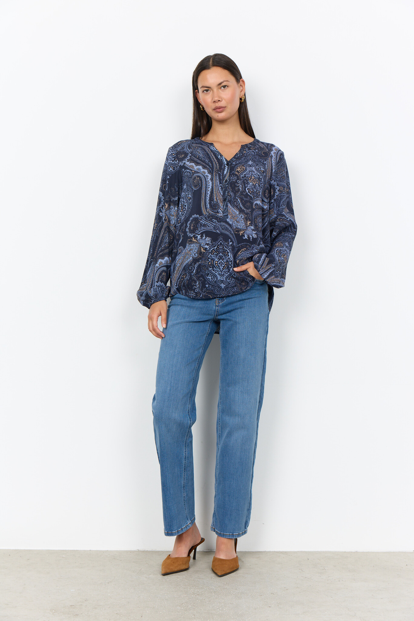 Soyaconcept Bluse AOP Halna 2 - Navy Combi
