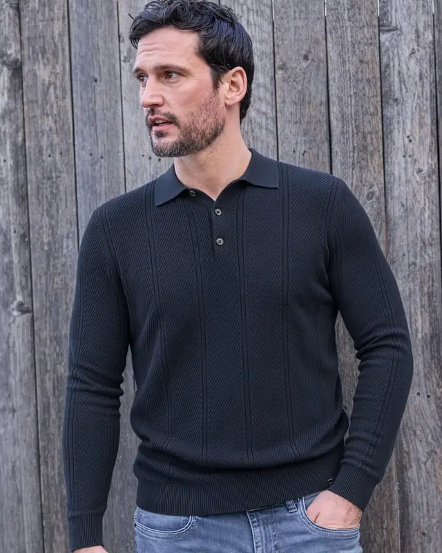 Lerros Poloshirt Verticale Strepen - Classic Navy