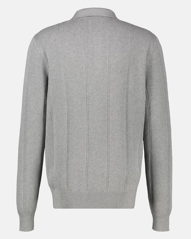 Lerros Poloshirt Vertical Stripe - Platinum Grey Melange