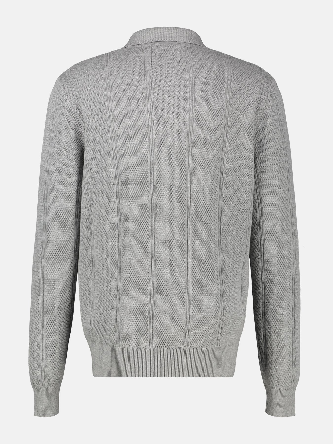 Lerros Poloshirt Vertical Stripe - Platinum Grey Melange