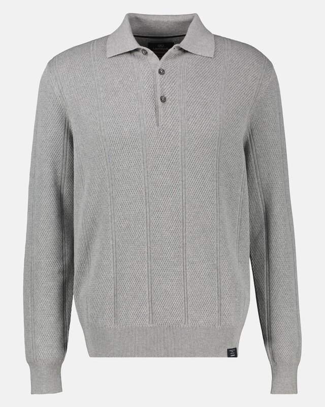 Lerros Poloshirt mit Struktur Streifen - Platinum Grey Melange