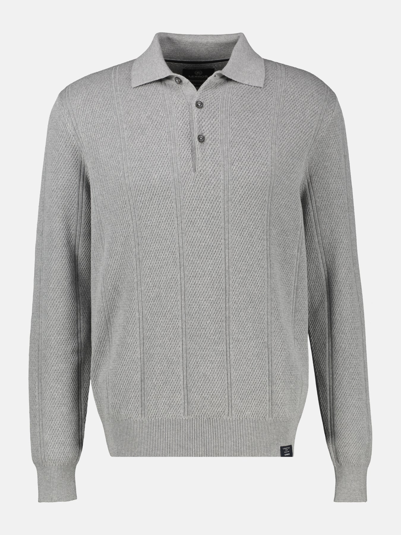 Lerros Poloshirt Verticale Strepen - Platinum Grey Melange