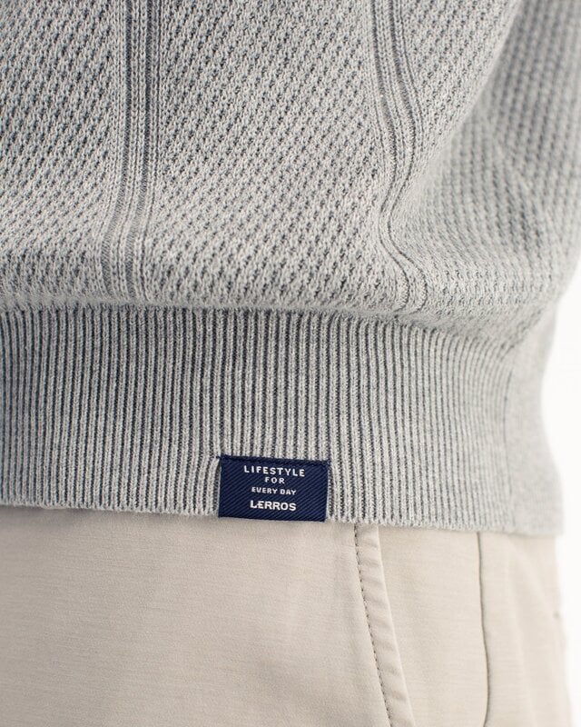 Lerros Poloshirt Vertical Stripe - Platinum Grey Melange