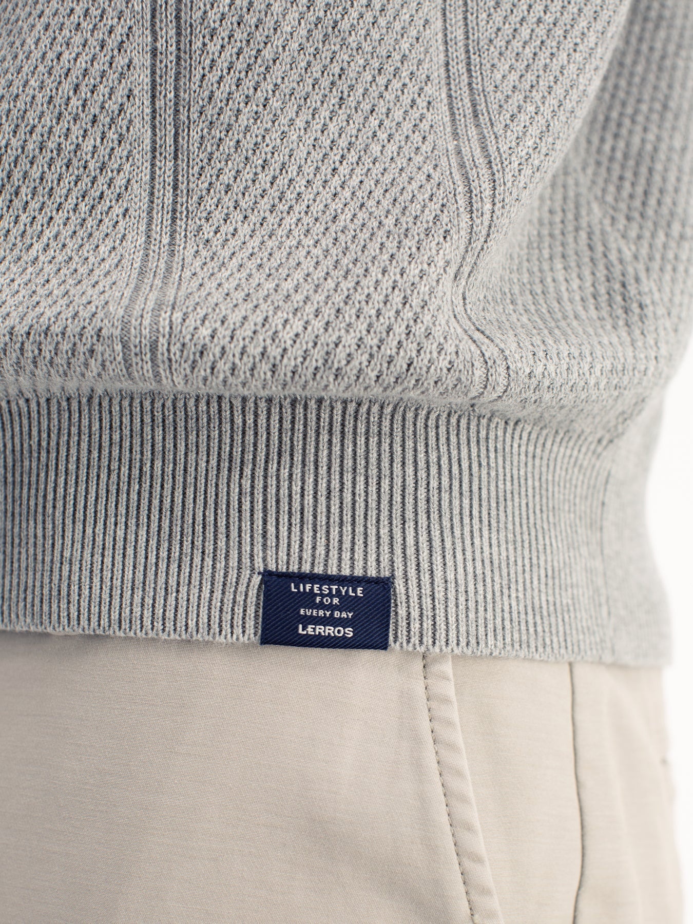 Lerros Poloshirt mit Struktur Streifen - Platinum Grey Melange
