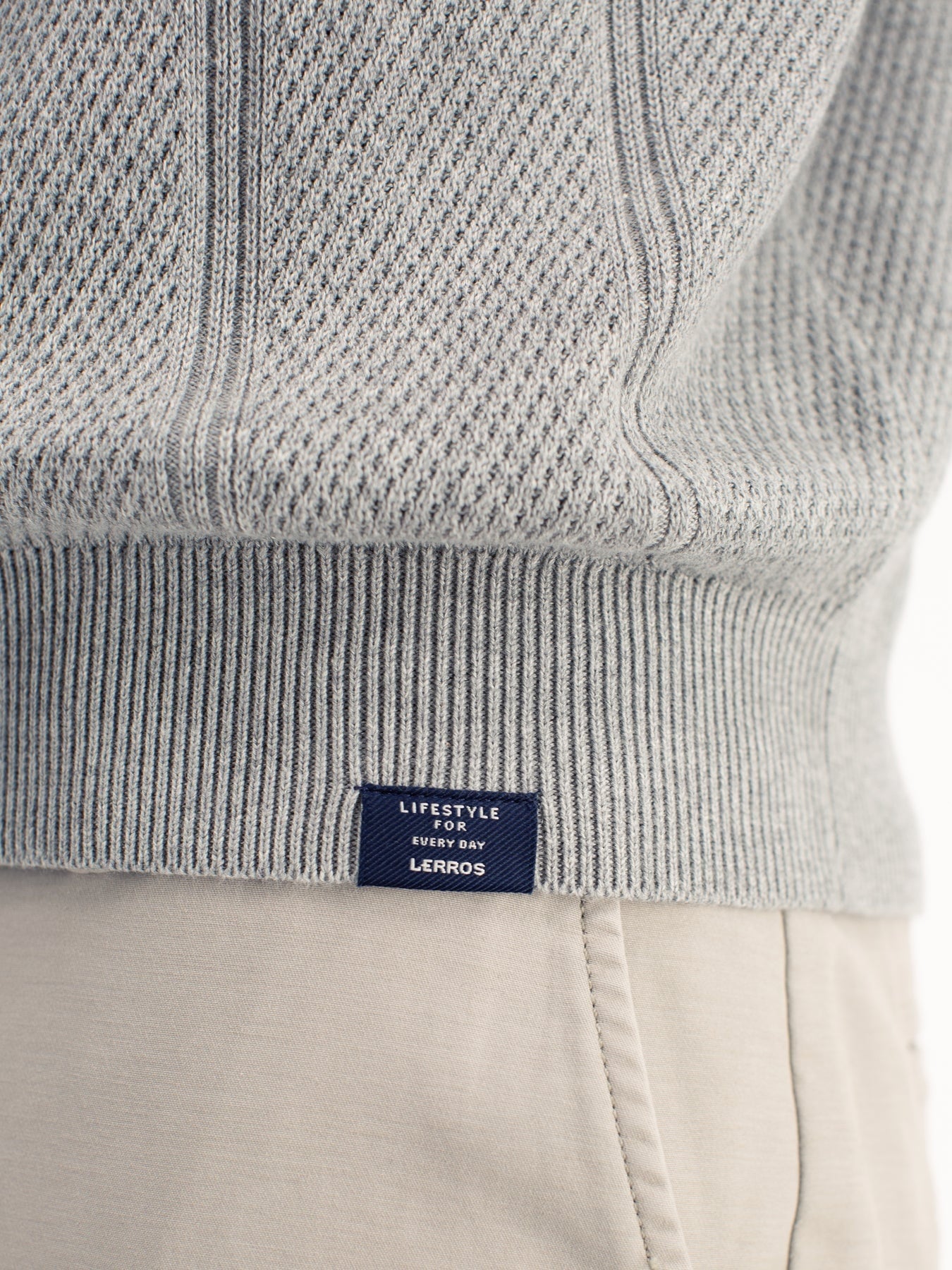 Lerros Poloshirt Vertical Stripe - Platinum Grey Melange