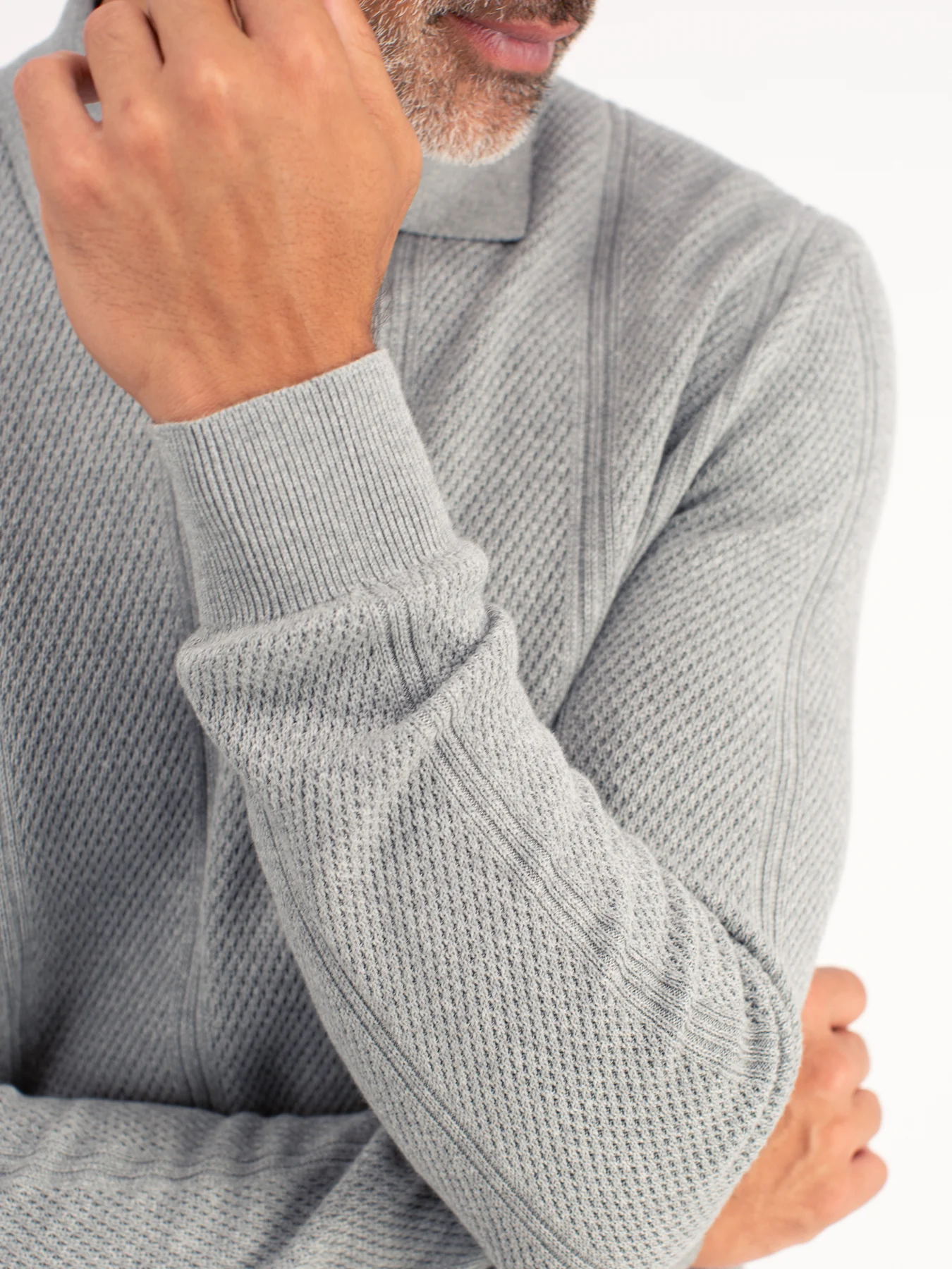 Lerros Poloshirt Verticale Strepen - Platinum Grey Melange