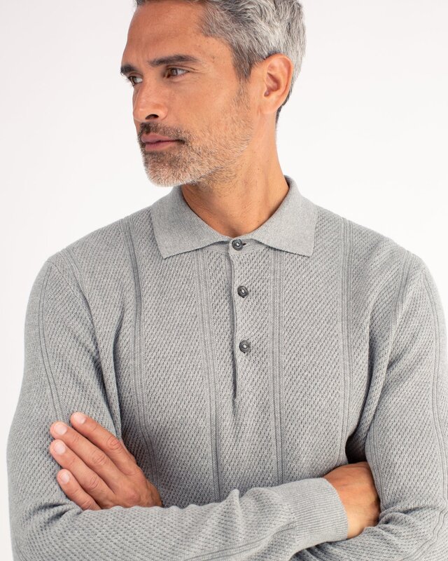 Lerros Poloshirt Verticale Strepen - Platinum Grey Melange