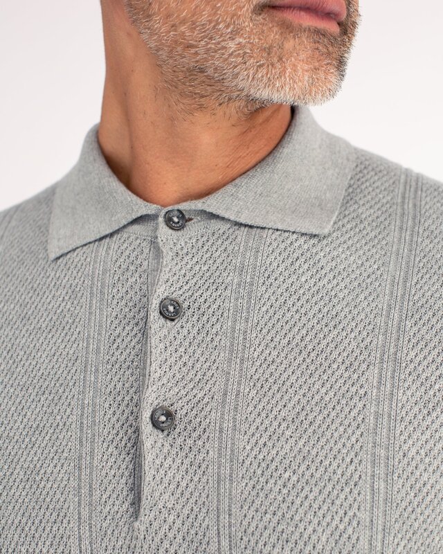 Lerros Poloshirt Verticale Strepen - Platinum Grey Melange