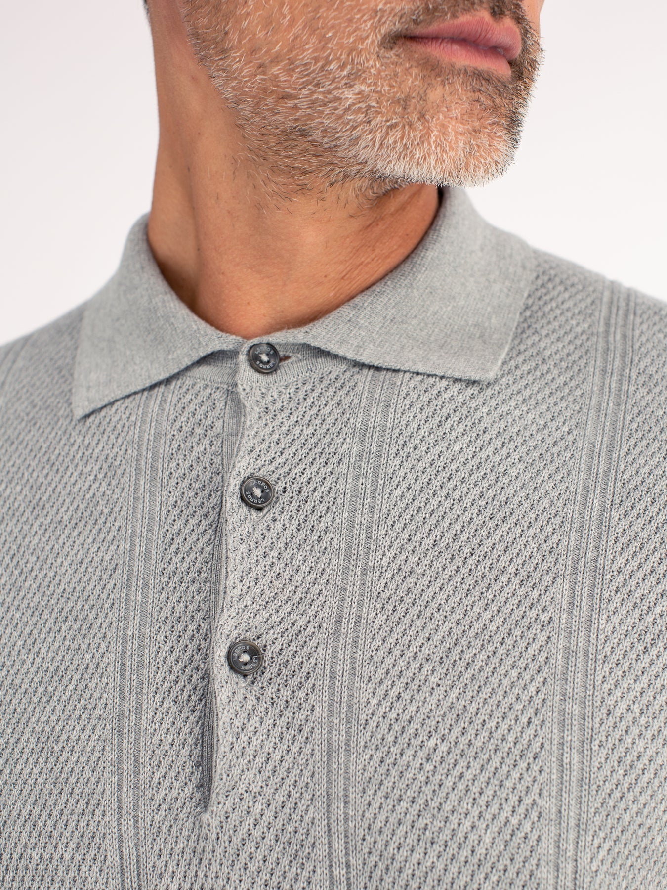 Lerros Poloshirt Verticale Strepen - Platinum Grey Melange
