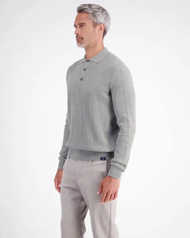 Lerros Poloshirt mit Struktur Streifen - Platinum Grey Melange