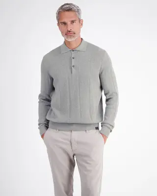 Lerros Poloshirt Verticale Strepen - Platinum Grey Melange