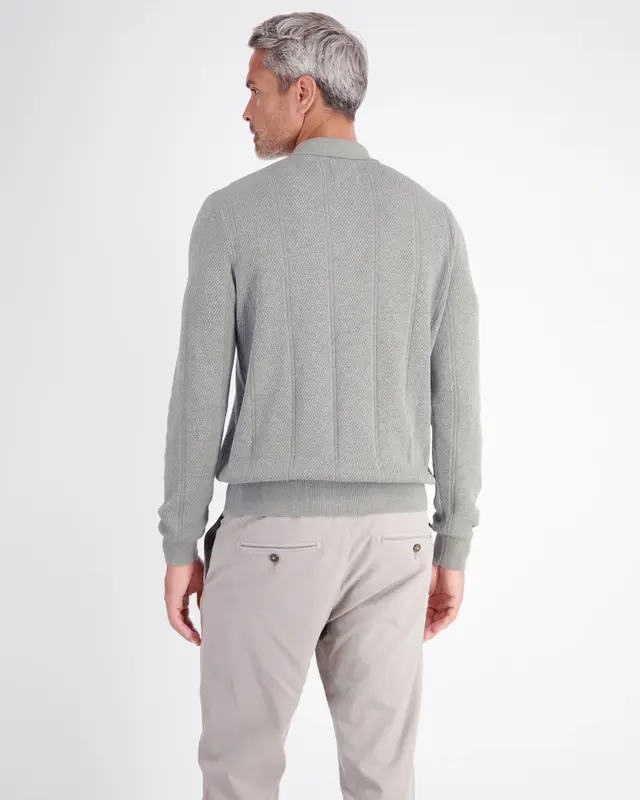 Lerros Poloshirt Verticale Strepen - Platinum Grey Melange