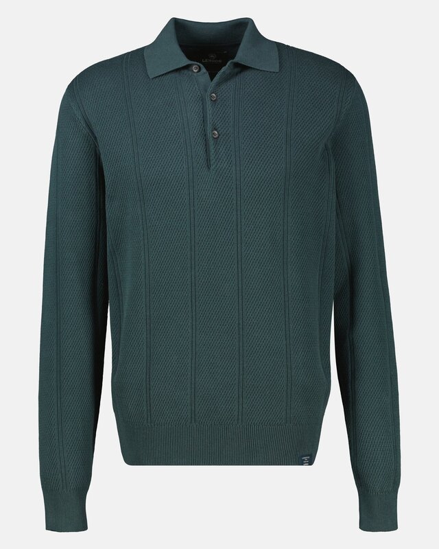 Lerros Poloshirt mit Struktur Streifen - Cedar Green