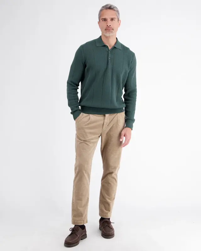 Lerros Poloshirt Vertical Stripe - Cedar Green