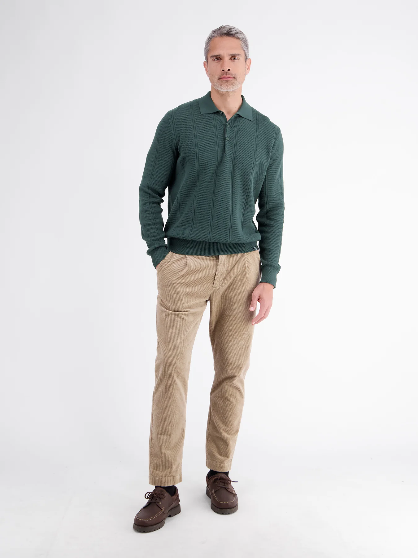 Lerros Poloshirt Vertical Stripe - Cedar Green