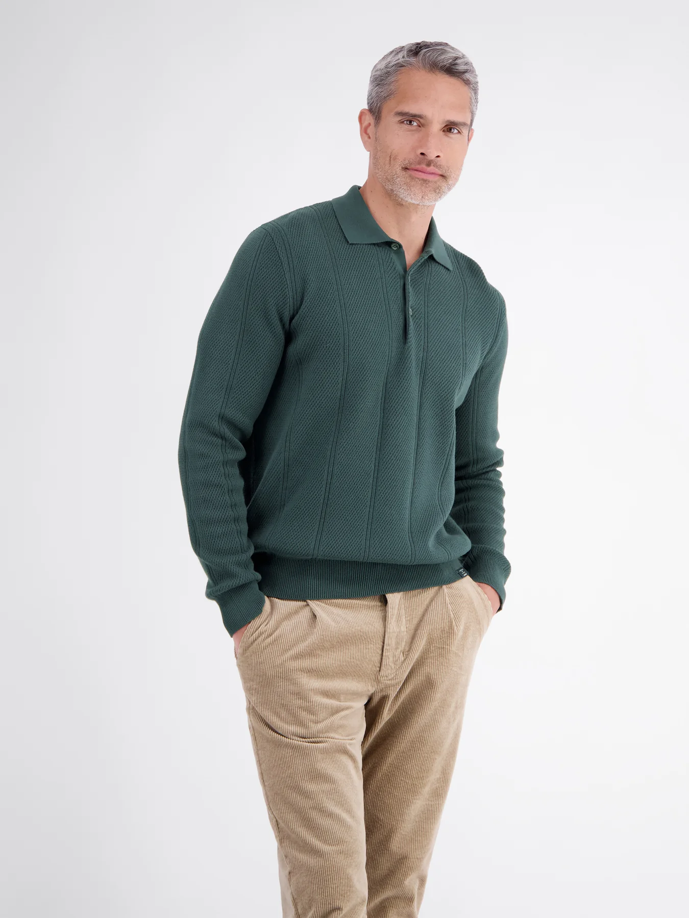 Lerros Poloshirt Vertical Stripe - Cedar Green