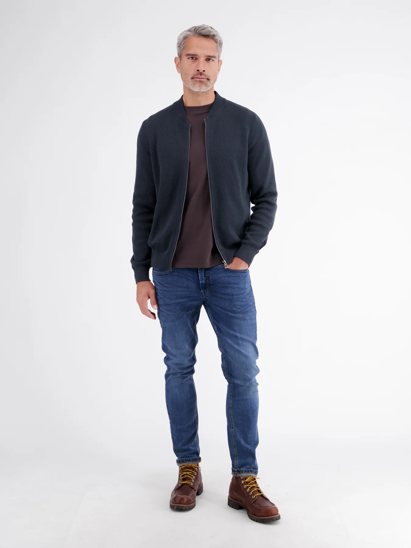Lerros Cardigan with Zipper - Classic Navy